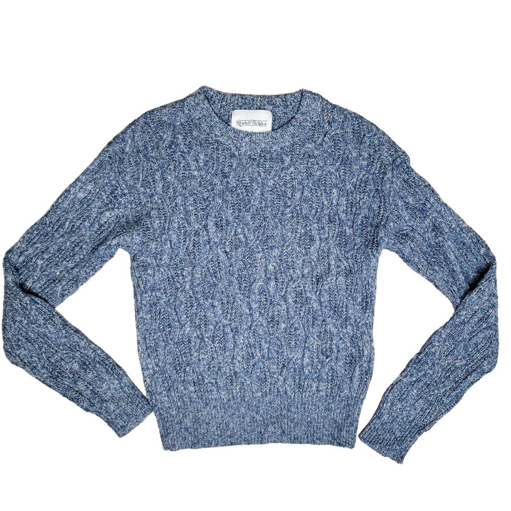 Reserve Fairfax cable knit blue sweater size XL long sleeve warm shirt